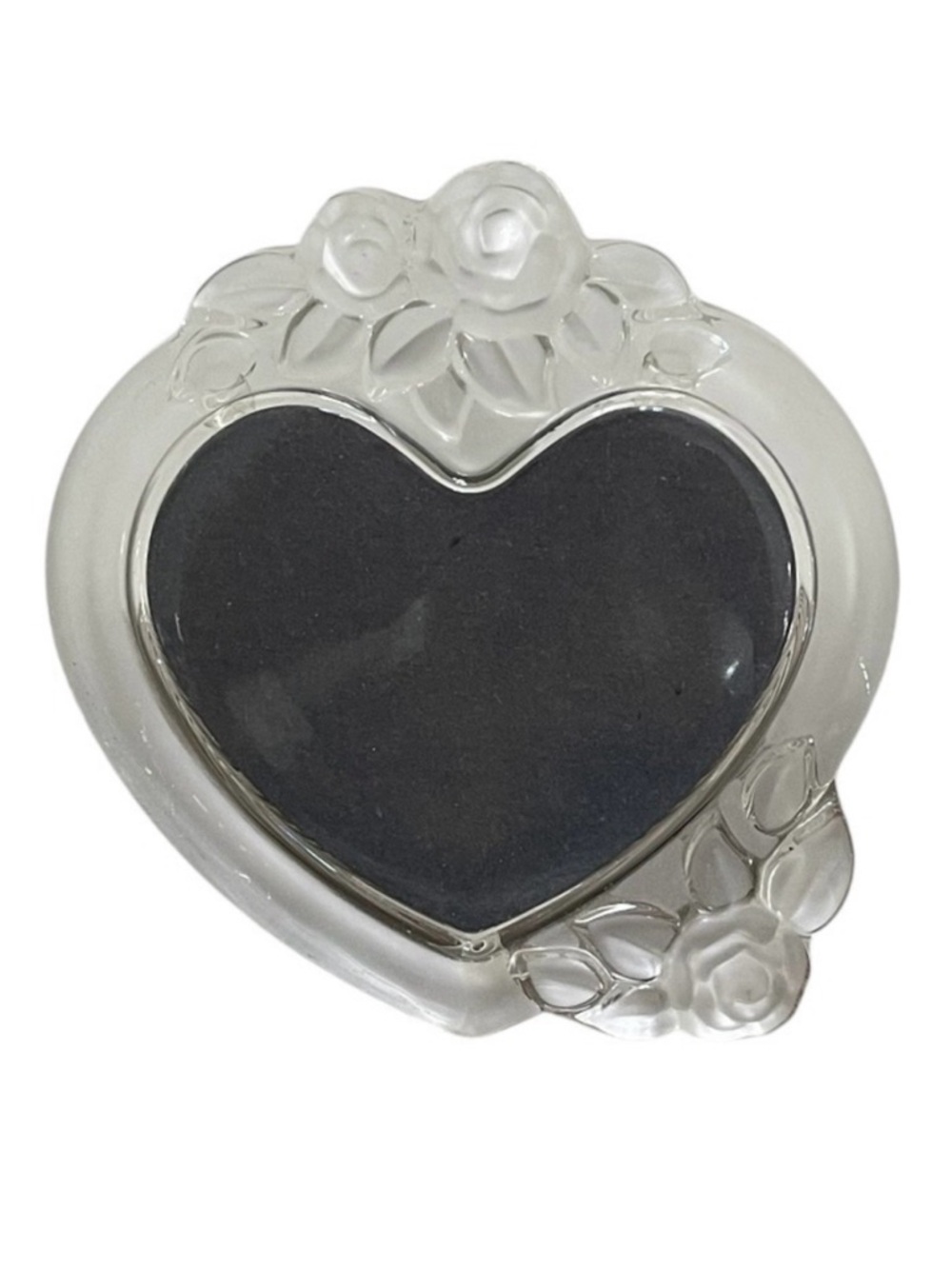 Mikasa Frosted Glass Heart Shaped Photo Frame Floral Accents Table Top Decor VTG